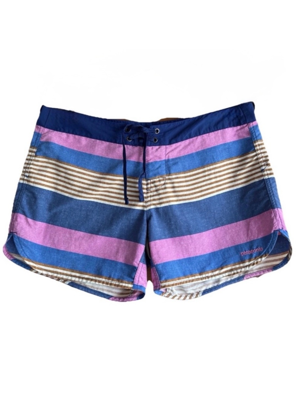 Patagonia Wavefarer 5” Boardshorts Superior Blue Stripe 10 Beach Surf Athleisure